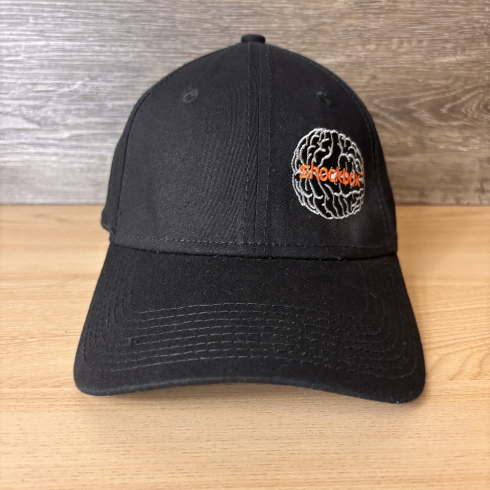 Shockbox Hat Cap Fitted Mens Medium Large Black New Era Stretch Fit Embroidered